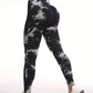 3pcs Tie Dye Trousers Spring And Autumn Seamless High Waisted Elastic Women's Sports Tights Hip Twist Lifting Yoga Pants-SNO-29