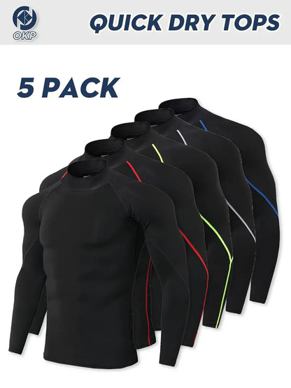 5-piece Trendy Halloween Men's High-neck Long-sleeved, Comfortable, Close-fitting, Breathable And Highly Elastic Base Layer, Perfect For Sports And Outdoor Fitness Slimming Clothing-SNO-63