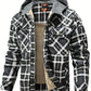 Mens Plaid Quilted Hooded Jacket with Luxurious Sherpa Lining - Stylish Casual Button Down Design - Ultra-Cozy Fleece Winter Coat for Premium Warmth and Fashionable Outerwear-SNO-82