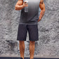 5Pieces Mens Sleeveless Tank Fitness Muscle Workout T Shirt Round Neck Gradient Everyday Sports Vest T Shirt Tops-SNO-65