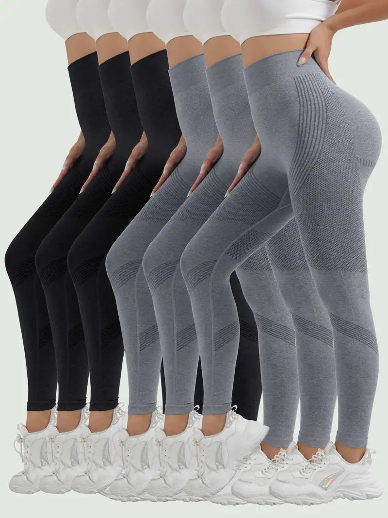 6 Pack Super Soft High Waisted Leggings - Tummy Control, No See Through, Workout, Yoga, Running Pants for Women-SNO-13