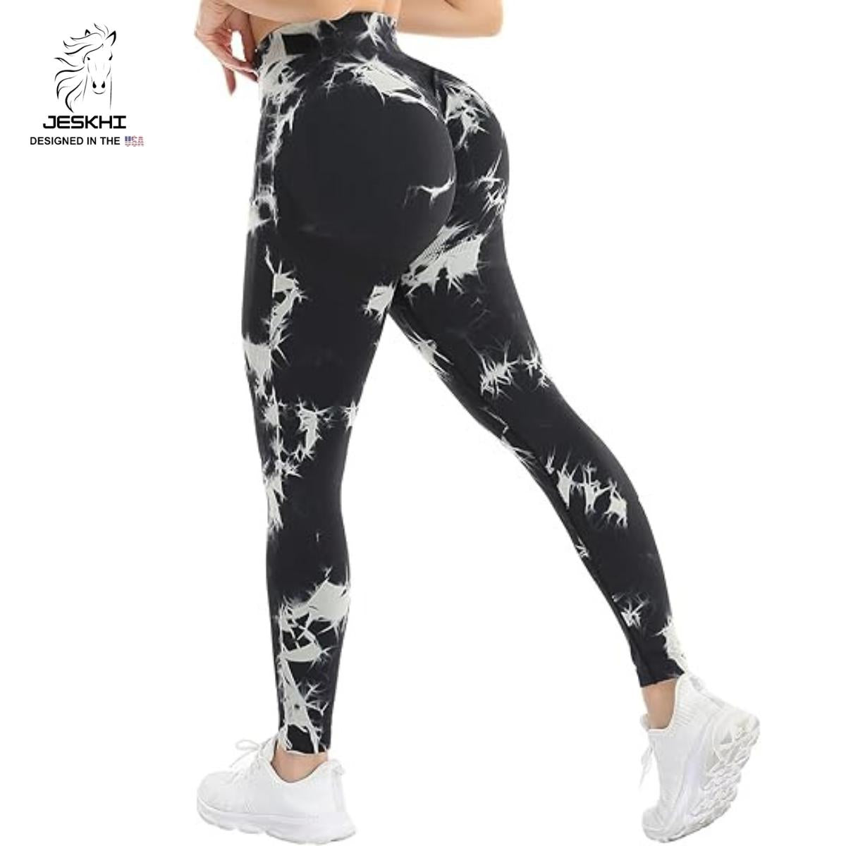 Jeskhi Tie Dye Print High Waist Breathable Gym Leggings