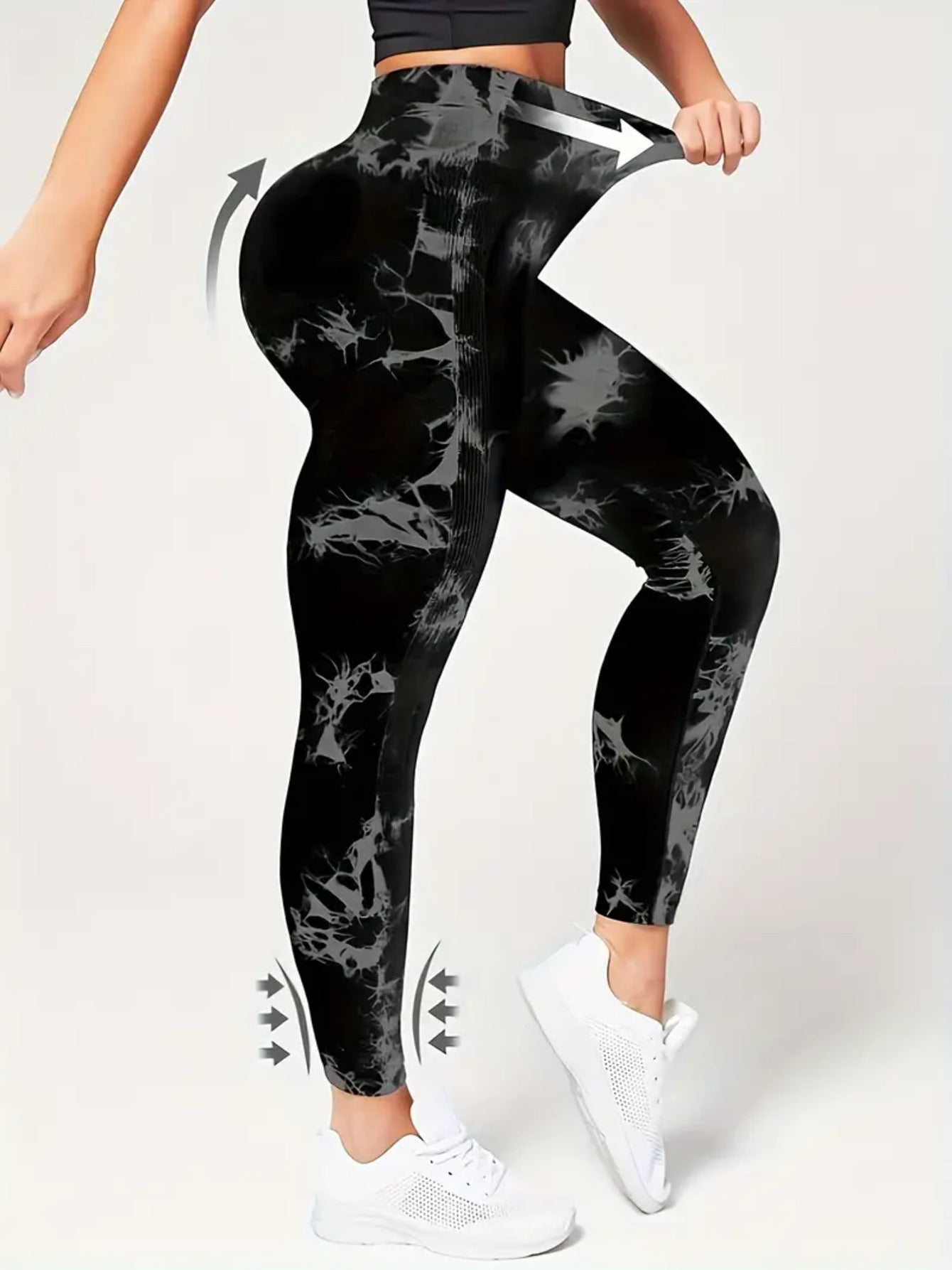 Women's High Waist Tummy Control Tie-Dye Yoga Pants, Seamless Sport Leggings, Butt Lifting Workout Tights for Gym and Daily Wear-SNO-44