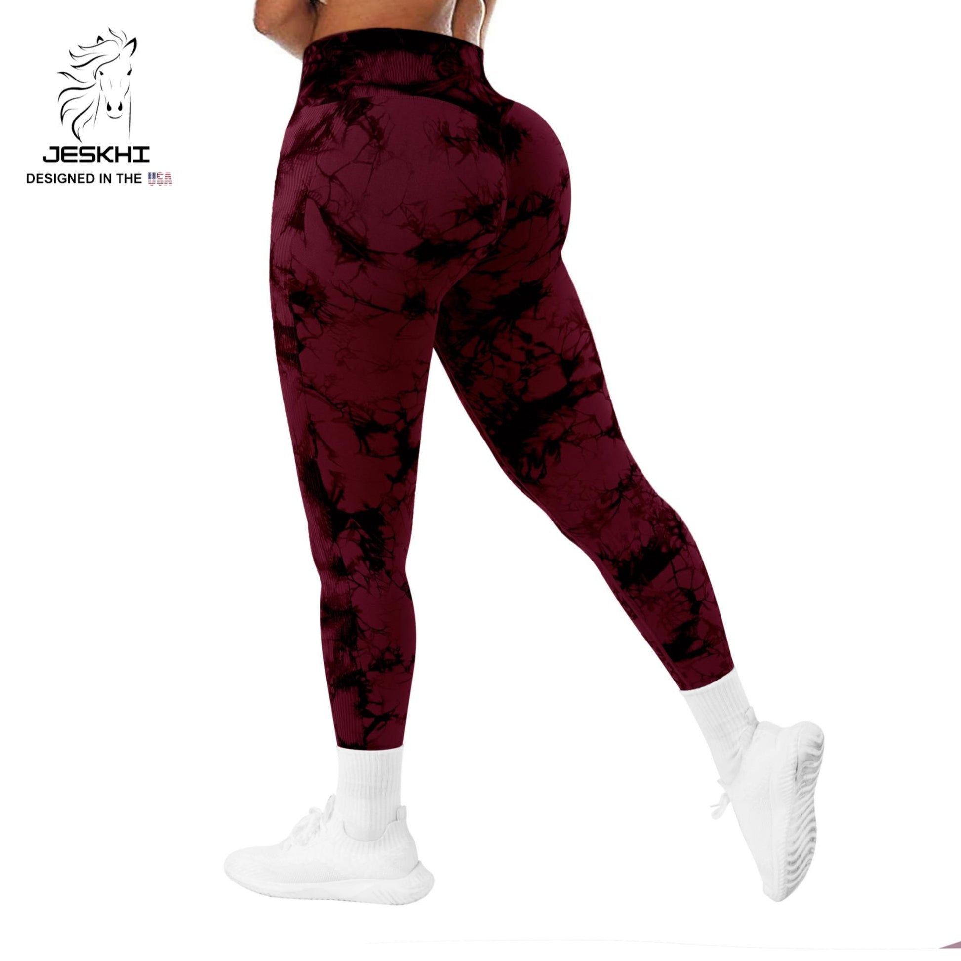 Jeskhi Tie Dye Print High Waist Breathable Gym Leggings