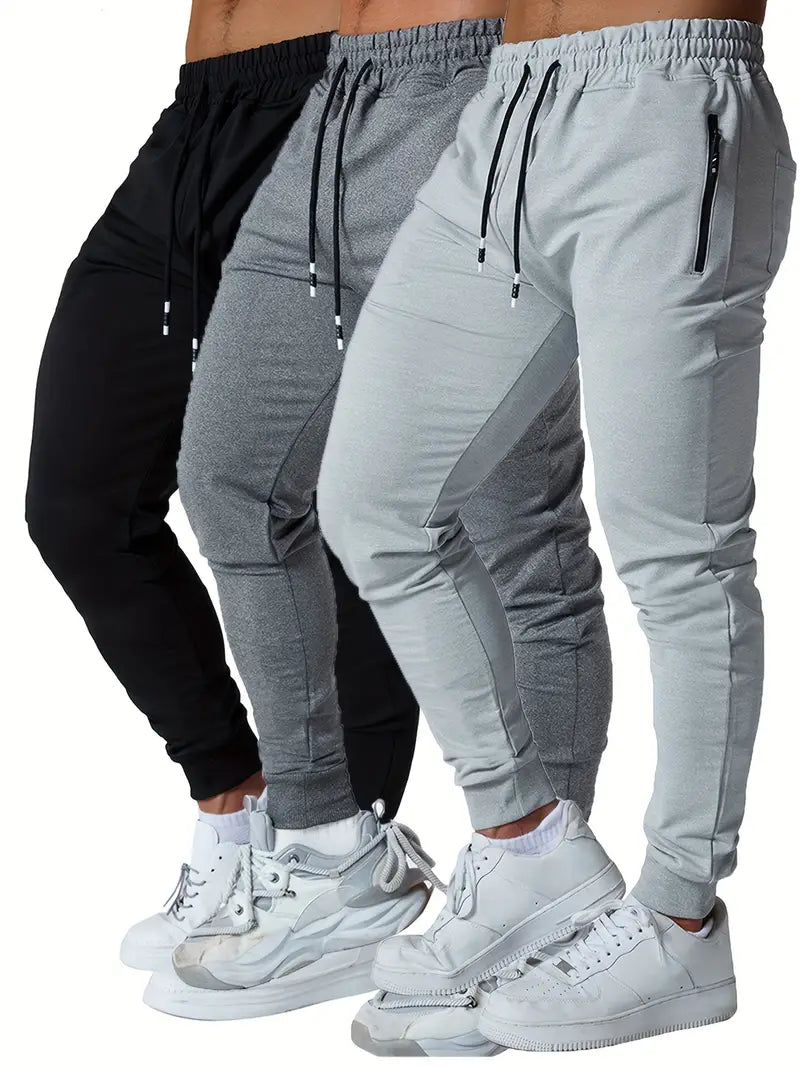 3PCS Mens Jogging Casual Pants Joggers Sweatpants Active Athletic Workout Sweatpants for Men-SNO-62