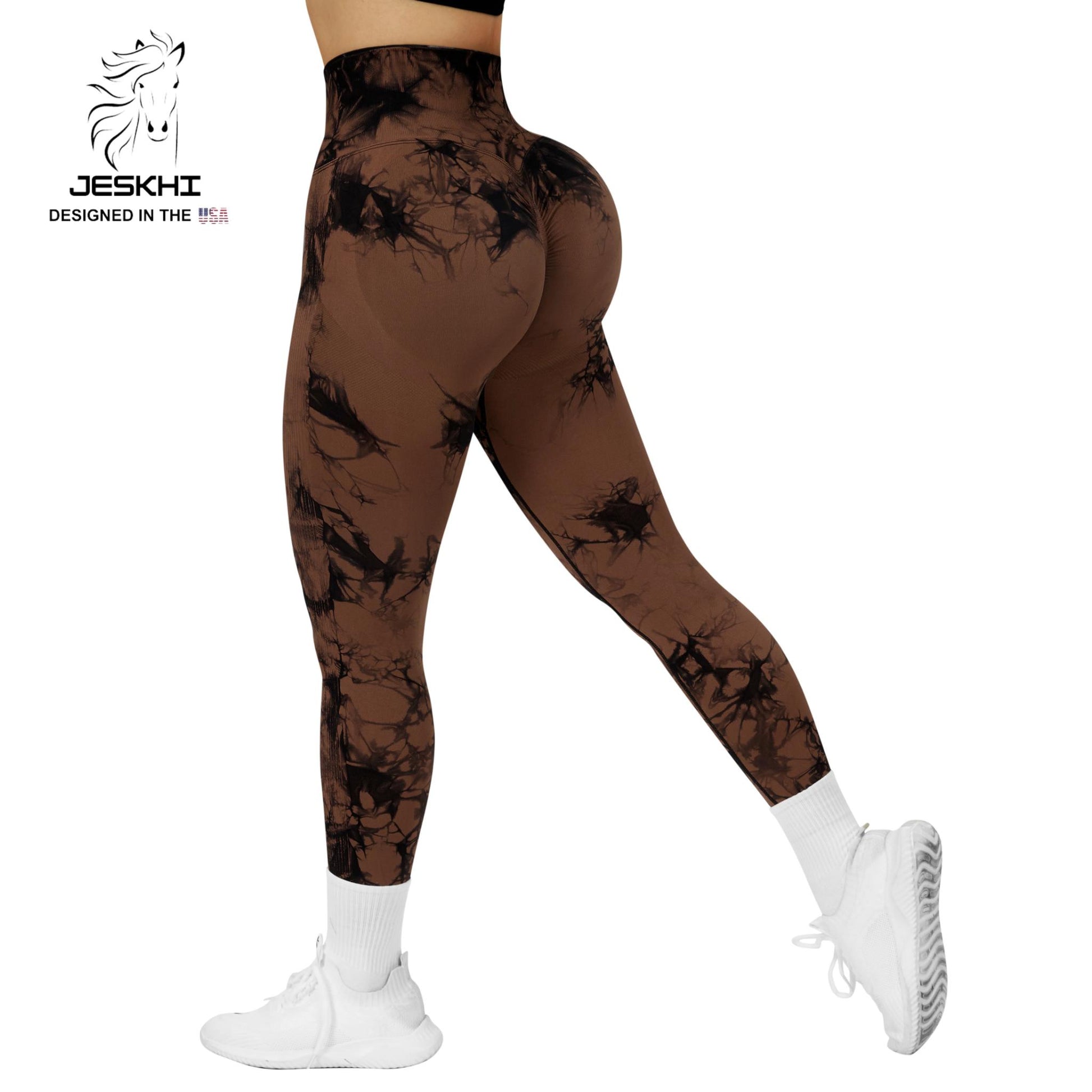 Jeskhi Tie Dye Print High Waist Breathable Gym Leggings