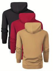 3-Pack Men's Spring And Autumn Long-sleeved Pocket Hooded Sweatshirts, Fashionable Casual Sports Outing Tops-SNO-88