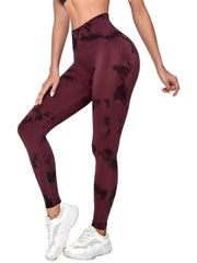 3 PACK Women's High Waist Tummy Control Leggings Tie-Dye Yoga Pants, Seamless Sport Leggings, Butt Lifting Workout Tights for Gym and Daily Wear-SNO-42