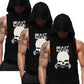 3pcs Men's Sleeveless Hooded Stringers Workout Tank Tops Skull Bodybuilding Workout Shirts-SNO-64