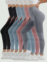 6 Pack Super Soft High Waisted Leggings - Tummy Control, No See Through, Workout, Yoga, Running Pants for Women-SNO-13