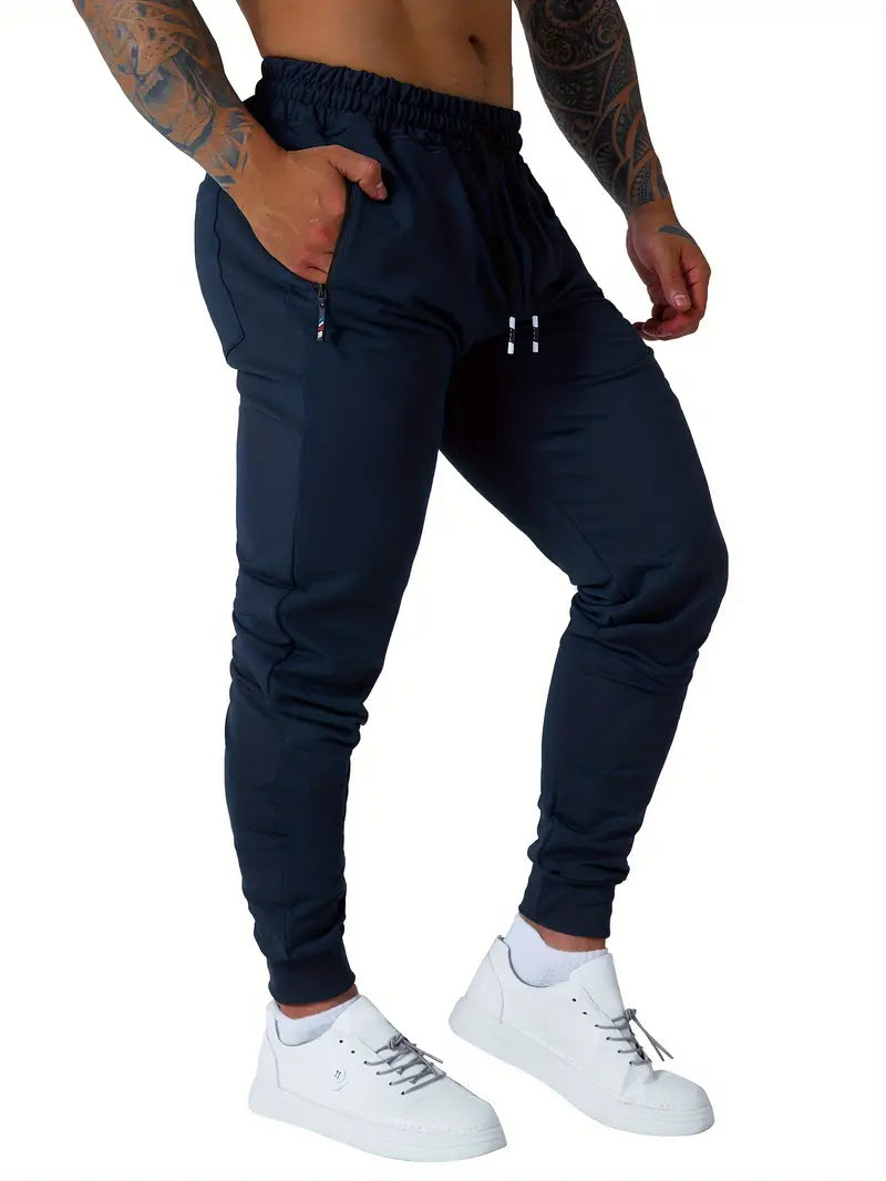 Mens Active Joggers - Soft, Breathable, Water-Resistant Casual Pants with Zipper Pockets for Athletic Workout, Running, and Everyday Wear - Comfortable, Relaxed Fit, and Stylish Design-SNO-69